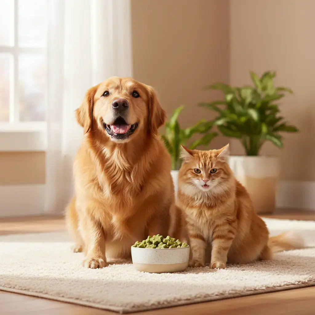 Happy pet with vegan treats