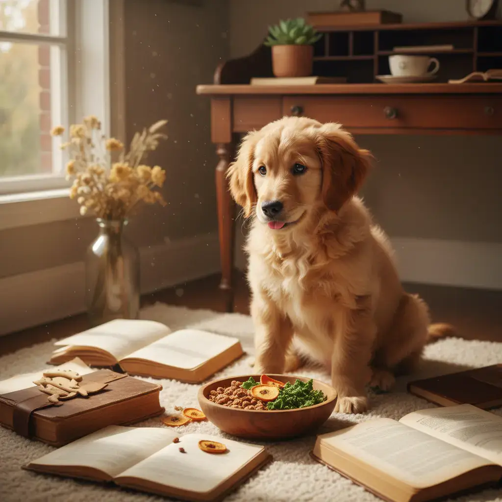 Happy dog with vegan snacks